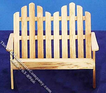 (image for) Miniature Oak Two Seat Adirondack Bench for Dollhouses