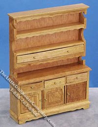 (image for) Miniature Oak Hutch for Dollhouses