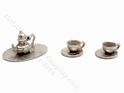 (image for) Miniature Pewter Tea Service for Dollhouses