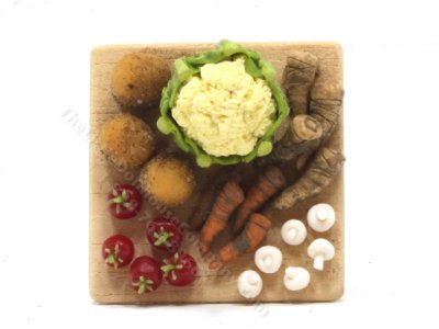 (image for) 1:24 Miniature Cauliflower Vegetable Board by Charlotte Willmott