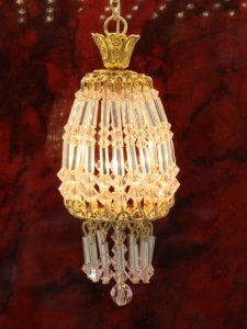 (image for) Dollhouse Scale Small Rose Crystal Chandelier