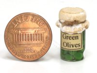 (image for) Miniature Green Olives in Wax Sealed Glass Jar