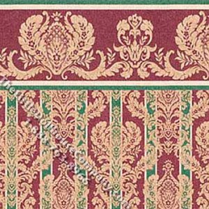 (image for) Burgundy Damask Pattern Miniature Wallpaper for Dollhouses
