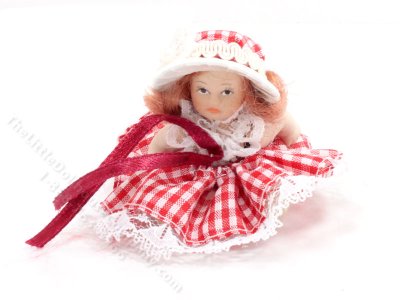 (image for) Miniature Red Cameo Kid Girl for Dollhouses