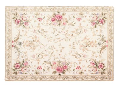 (image for) Miniature Medium 'Theodora' Rug - Pink Flowers and Foliage