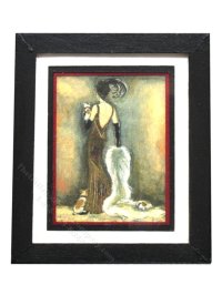 (image for) Miniature Framed Print Woman in Evening Gown with Small Dogs