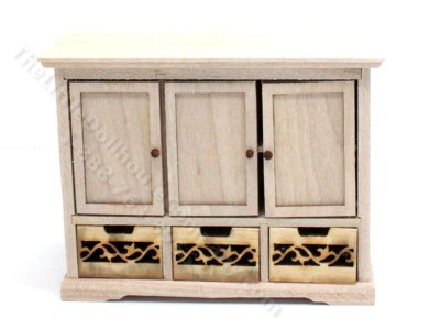 (image for) Miniature Unfinished Wooden Sideboard for Dollhouses