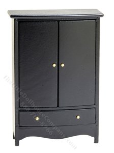 (image for) Miniature Black Wardrobe for Dollhouses