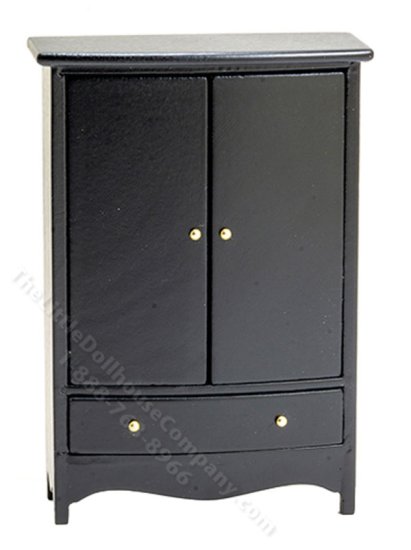 (image for) Miniature Black Wardrobe for Dollhouses
