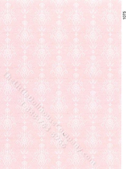 (image for) Pink Damask Pattern Wallpaper for Dollhouses