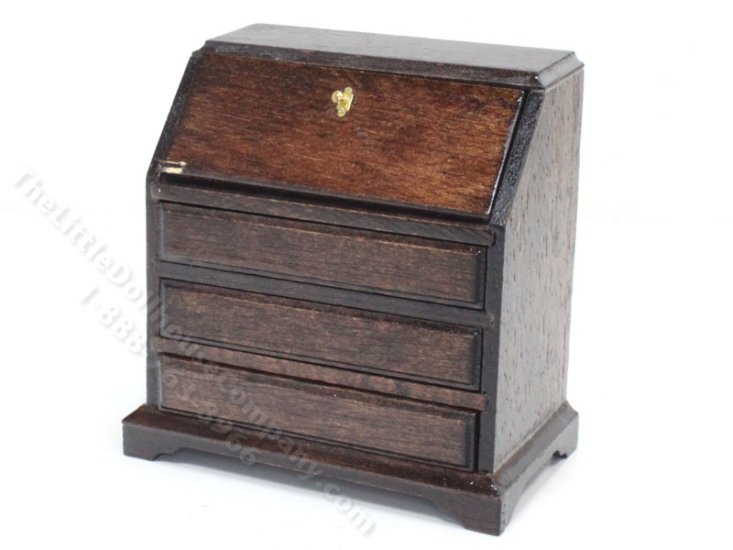 (image for) Miniature Walnut Chippendale Desk for Dollhouses