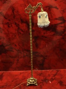 (image for) Art Nouveau Brass Bridge Floor Lamp - Blue shade by Jim Pounder