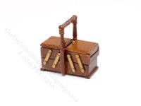 (image for) Miniature Accordion Sewing Box for Dollhouses - Walnut