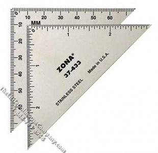 (image for) Stainless Steel 3inch Triangle/Square Ruler