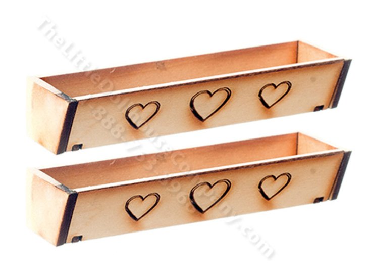 (image for) Miniature Flower Boxes with Heart Designs for Dollhouses