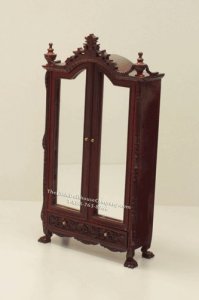 (image for) Miniature Mahogany Armoire For Dollhouses