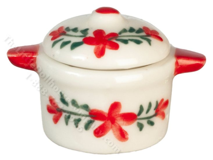(image for) Miniature Red Flowers Ceramic Pot for Dollhouses