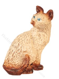 (image for) Miniature Sitting Siamese Cat for Dollhouses