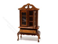 (image for) Vintage Miniature Walnut China Hutch for Dollhouses