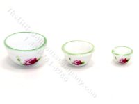 (image for) Miniature Set of 3 Rose Bowls for Dollhouses