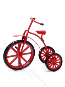 (image for) Dollhouse Miniature Red Metal Tricycle for Dollhouses