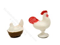 (image for) Miniature Hen and Rooster for Dollhouses
