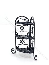 (image for) Miniature Black Wire Corner Plant Stand for Dollhouses