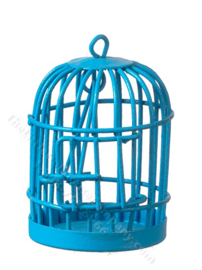 (image for) Miniature Blue Birdcage for Dollhouses