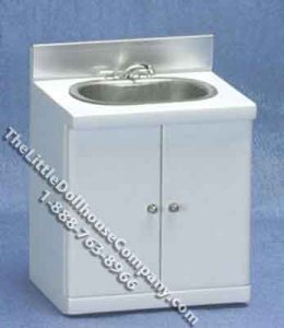 (image for) Miniature Modern Sink in White Cabinet for Dollhouses