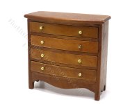 (image for) Miniature 4 Drawer Walnut Dresser for Dollhouses