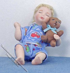 (image for) Blond Haired Infant Sleeping with Teddy Bear by Patsy Thomas