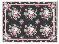 (image for) Miniature Medium Scale Sized Black Rug with Pink Roses