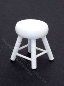 (image for) Miniature White Stool for Dollhouses