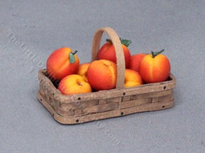 (image for) Miniature Handmade Basket of Peaches for Dollhouses