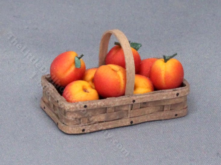 (image for) Miniature Handmade Basket of Peaches for Dollhouses