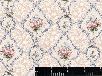 (image for) Roses in Filigree Diamond Miniature Wallpaper for Dollhouses