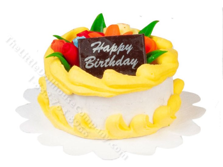 (image for) Miniature Yellow Birthday Cake for Dollhouses