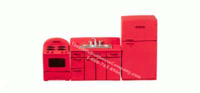 (image for) 1/2" Scale 1950's Red Kitchen Set