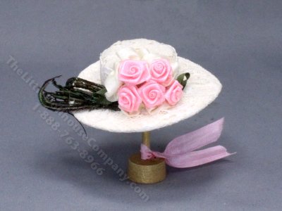 (image for) Vintage Miniature White Lace Hat for Dollhouses