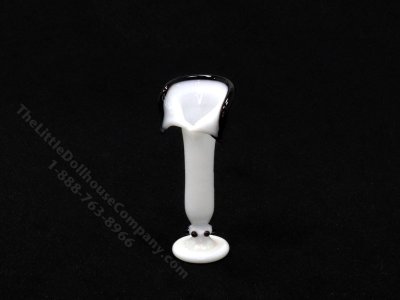 (image for) Dollhouse Scale Model White Black Speckled Glass Flare Vase