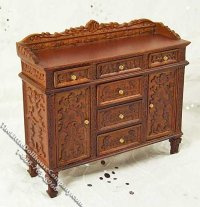 (image for) Miniature Walnut Sideboard for Dollhouses