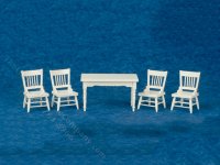 (image for) Miniature Five Piece Kitchen Table Set For Dollhouses - White