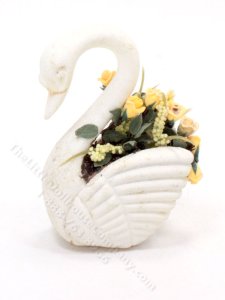 (image for) Miniature Yellow Roses in Swan Planter for Dollhouses