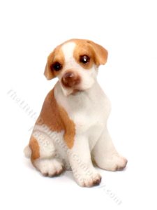 (image for) Miniature Jack Russell Terrier Puppy Figurine for Dollhouses