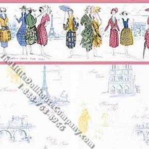 (image for) Paris Fashion Pattern Miniature Wallpaper for Dollhouses