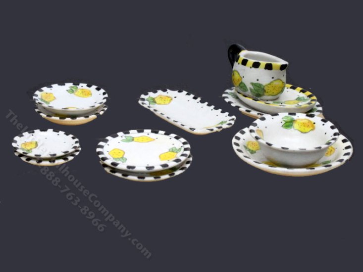 (image for) Miniature Ceramic Lemon Dinner Set for Dollhouses