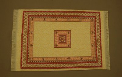 (image for) Dollhouse Miniature Red, Pink and Gold Tones Carpet with Runner