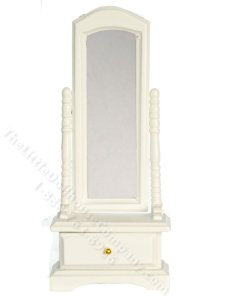 (image for) Miniature White Standing Mirror for Dollhouses
