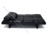 (image for) Miniature Black Leather Day Bed/Lounge Chair w/ Script Accent Pillow by PRD Miniatures