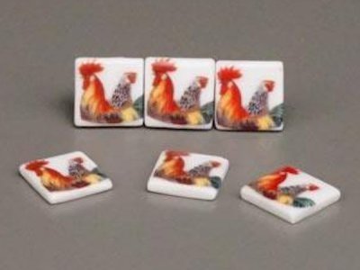 (image for) Rooster Tile for Decorating Reutter Fireplace for Dollhouses